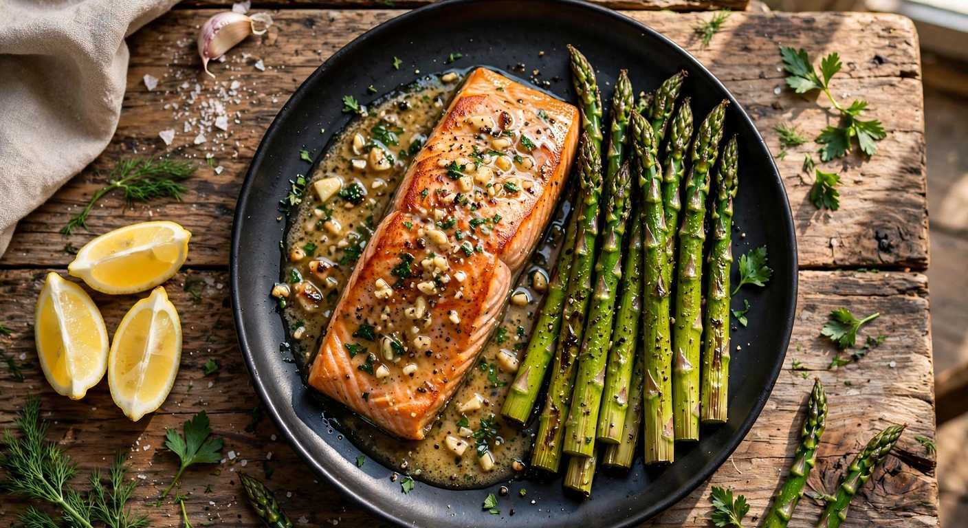 Garlic Butter Salmon with Asparagus: 20-Minute Keto Dinner