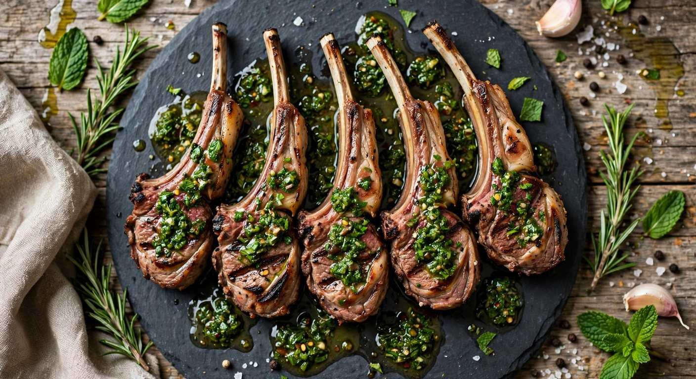 Grilled Lamb Chops with Mint Chimichurri (Keto)