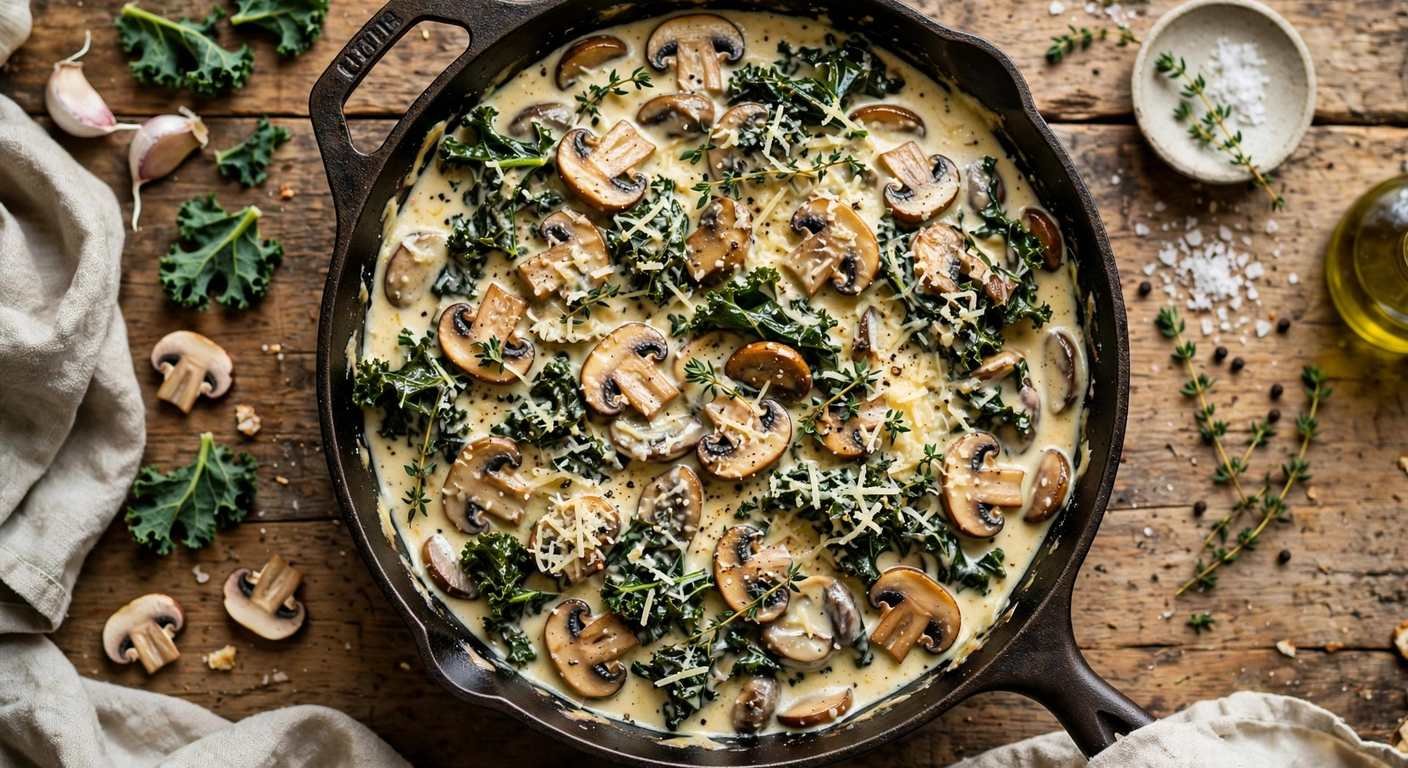 Creamy Mushroom and Kale Skillet (Keto)