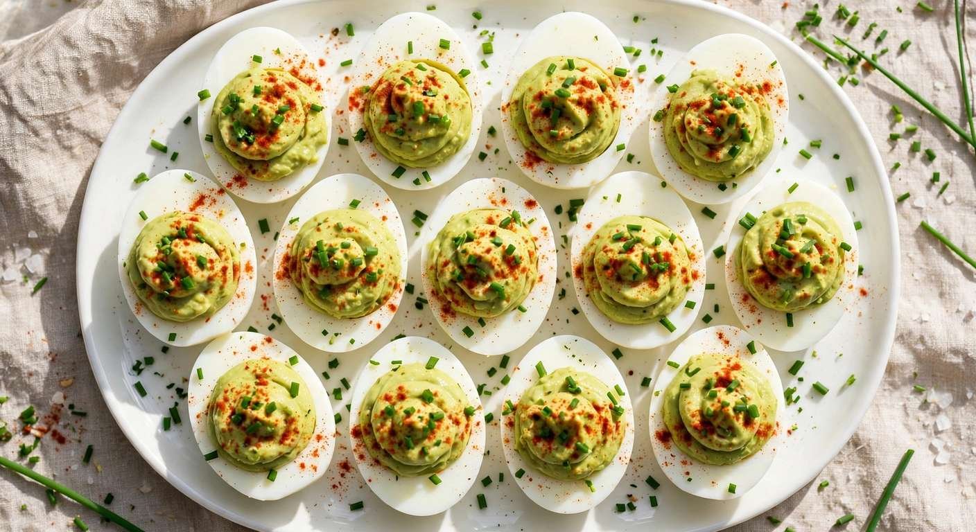 Keto Avocado Deviled Eggs with Bacon