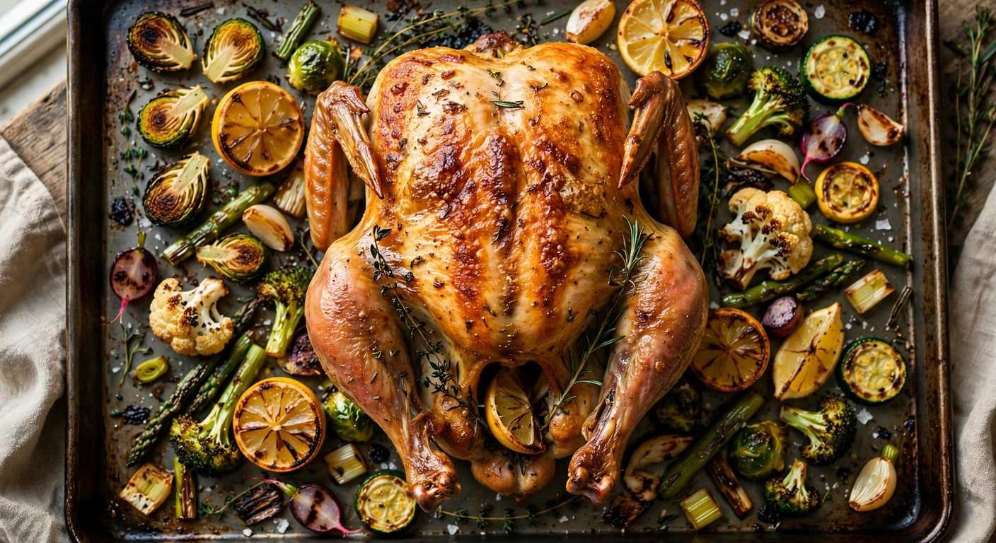 Lemon Herb Roast Chicken with Low-Carb Vegetables (Keto)